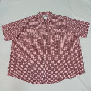 Wrangler Wrancher Shirt Mens Red Size 3X Big Diamond Print Pearl Snap Western